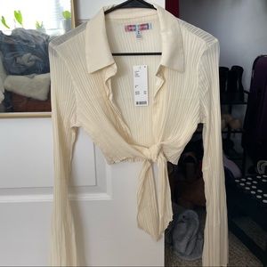 Urban Outfitters “Rachel” Plisse Tie-Front Top